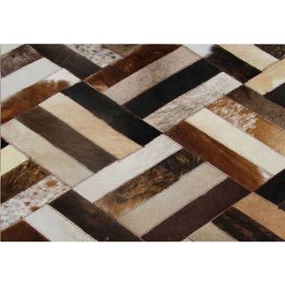 Luxusný kožený koberec hnedá/čierna/béžová patchwork 70x140  KOŽA TYP 2