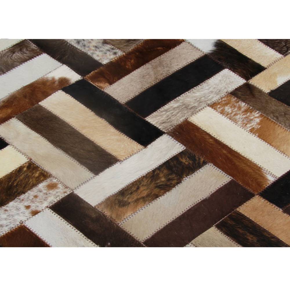 Kondela Luxusný kožený koberec hnedá/čierna/béžová patchwork 170x240  KOŽA TYP 2, značky Kondela