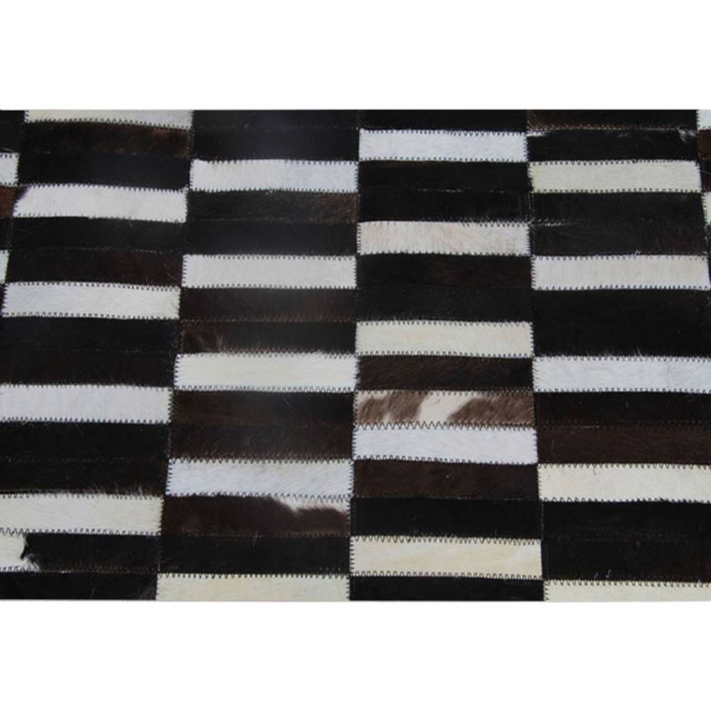 Kondela Luxusný kožený koberec  hnedá/čierna/biela patchwork 69x140 KOŽA TYP 6, značky Kondela