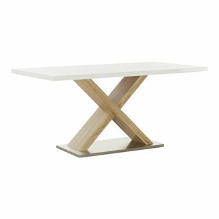 Kondela Jedálenský stôl biela s vysokým leskom HG/dub sonoma 160x90 cm FARNEL, značky Kondela