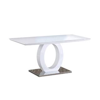 Jedálenský stôl biela vysoký lesk/oceľ ZARNI poškodený tovar