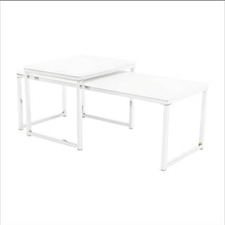 Konferenčné stolíky set 2 ks biela matná/chróm MAGNO TYP 2