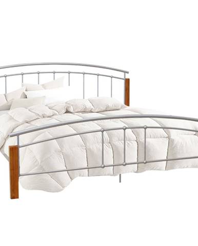 Manželská posteľ drevo jelša/strieborný kov 160x200 MIRELA