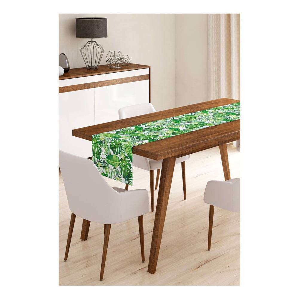 Minimalist Cushion Covers Behúň na stôl z mikrovlákna  Green Jungle Leaves, 45 x 140 cm, značky Minimalist Cushion Covers