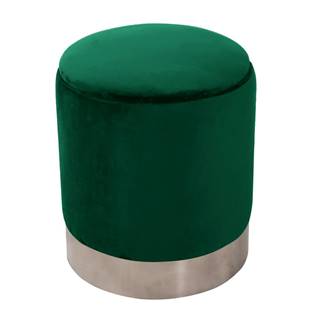 Kondela Taburet s úložným priestorom zelená Velvet látka/strieborná chróm DARON, značky Kondela