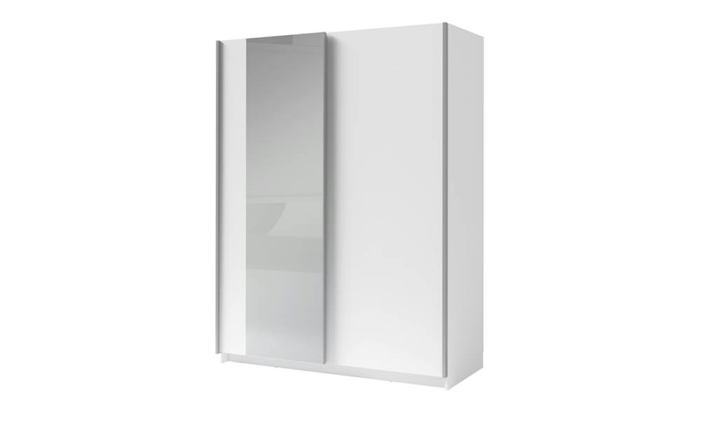 Sconto Šatníková skriňa so zrkadlom SPLIT biela, šírka 150 cm, značky Sconto