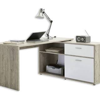 Sconto Písací stôl DIEGO 1 dub pieskový/biela vysoký lesk, značky Sconto